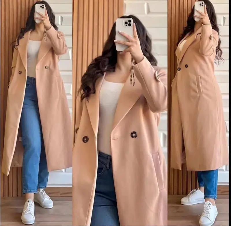 Wool Coat with Long Sleeves