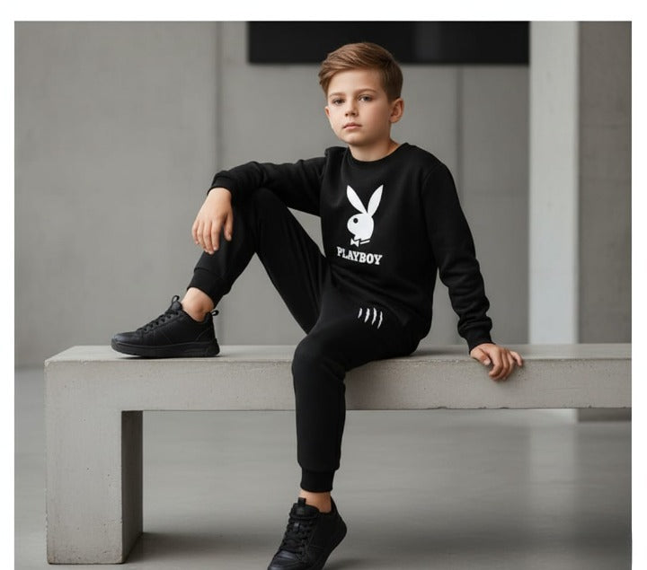 Black Printed Tracksuit Set