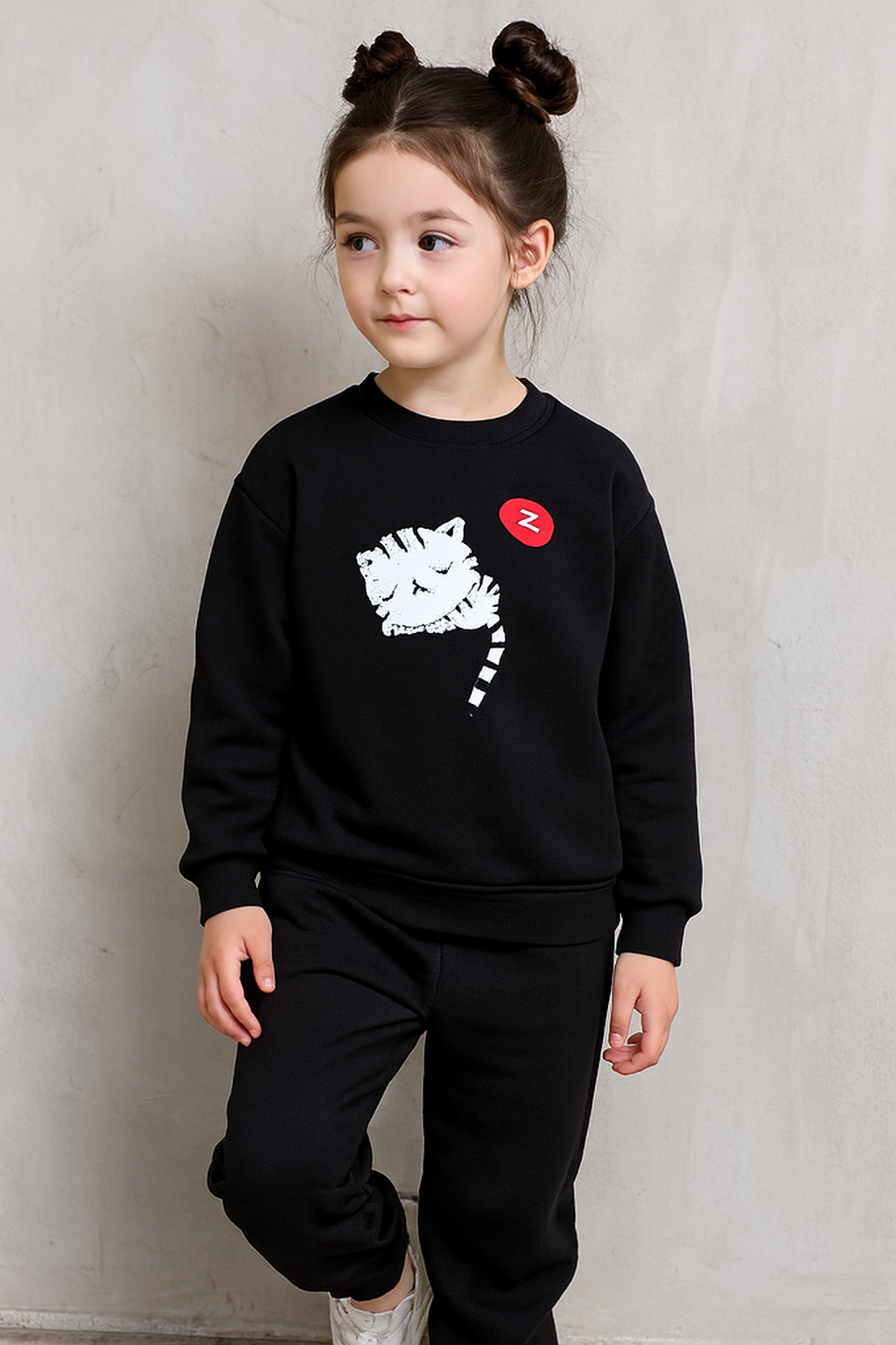 Black Printed Tracksuit Set