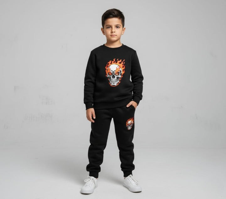 Black Printed Tracksuit Set