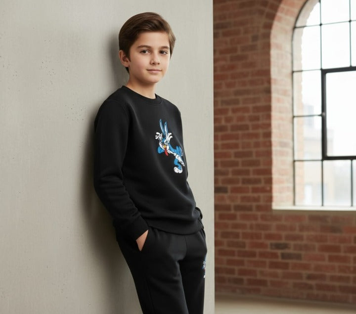 Black Printed Tracksuit Set